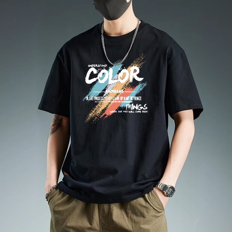 Ανδρικό κοντομάνικο T-shirt από 100% βαμβάκι, στρογγυλός λαιμός, άνετη γραμμή, καλοκαίρι 2025