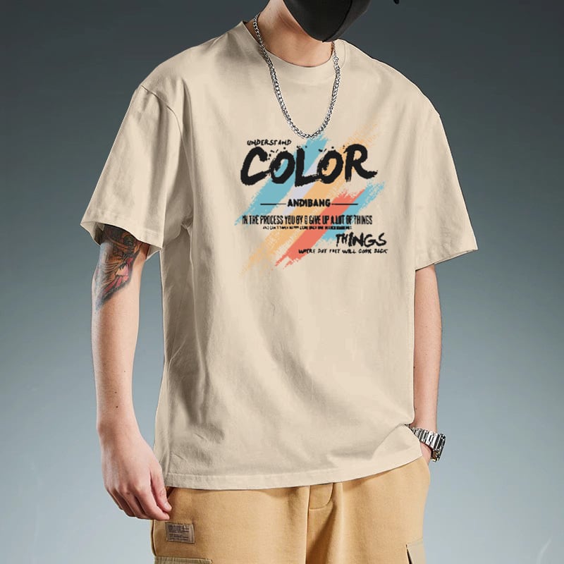 Ανδρικό κοντομάνικο T-shirt από 100% βαμβάκι, στρογγυλός λαιμός, άνετη γραμμή, καλοκαίρι 2025