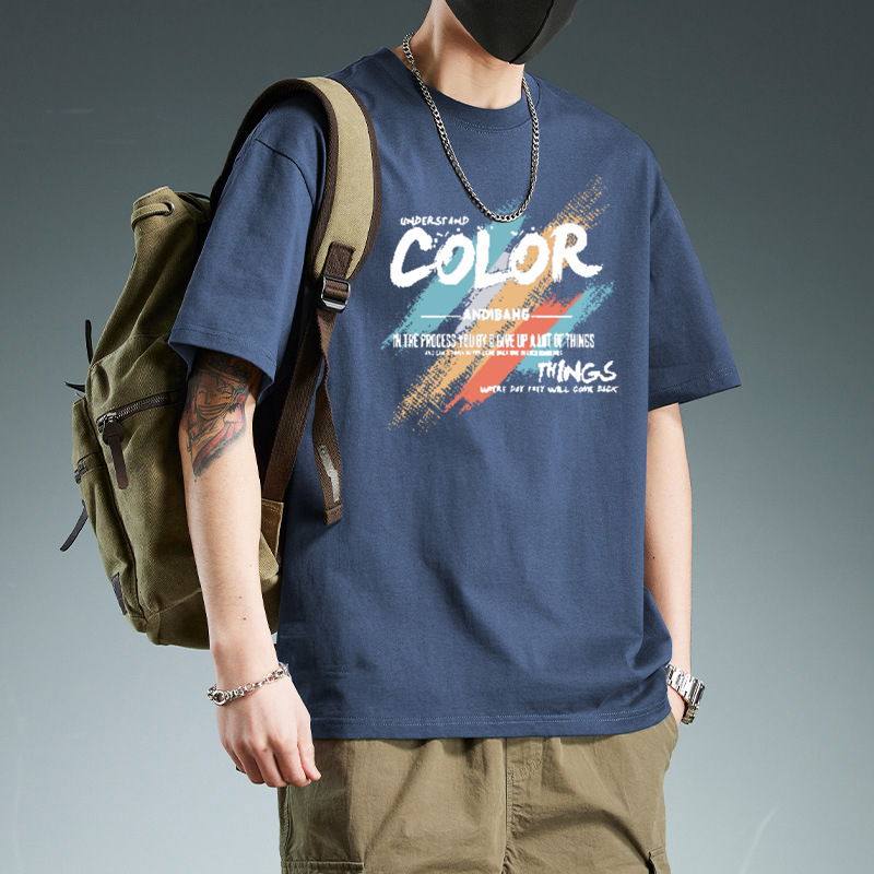 Ανδρικό κοντομάνικο T-shirt από 100% βαμβάκι, στρογγυλός λαιμός, άνετη γραμμή, καλοκαίρι 2025