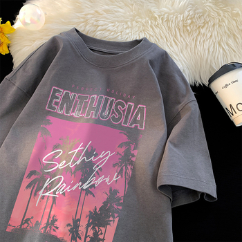 Ανδρικό κοντομάνικο T‑shirt από 100% βαμβάκι, καλοκαιρινό, άνετη γραμμή, τύπωμα με γράμματα