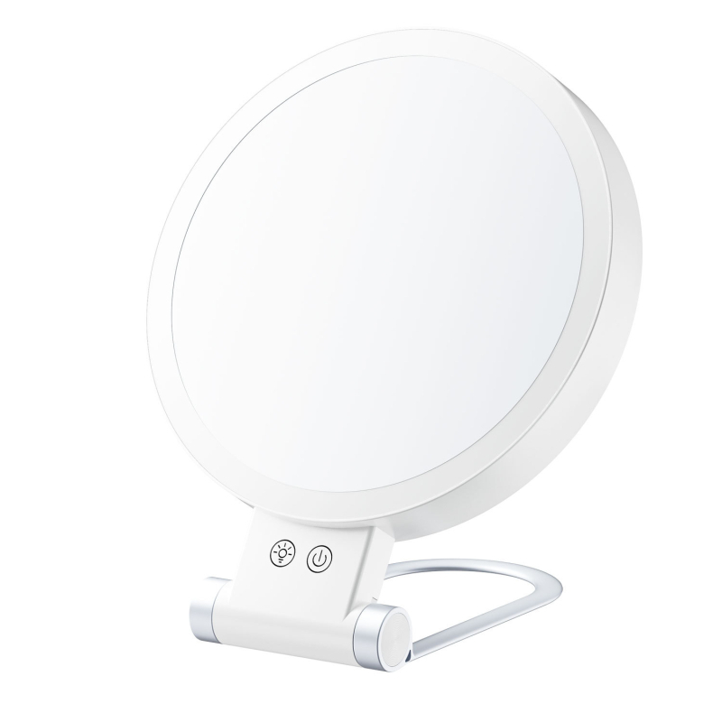 LED világítású sminktükör, kétoldalas, 5x nagyítás, asztali és falra szerelhető