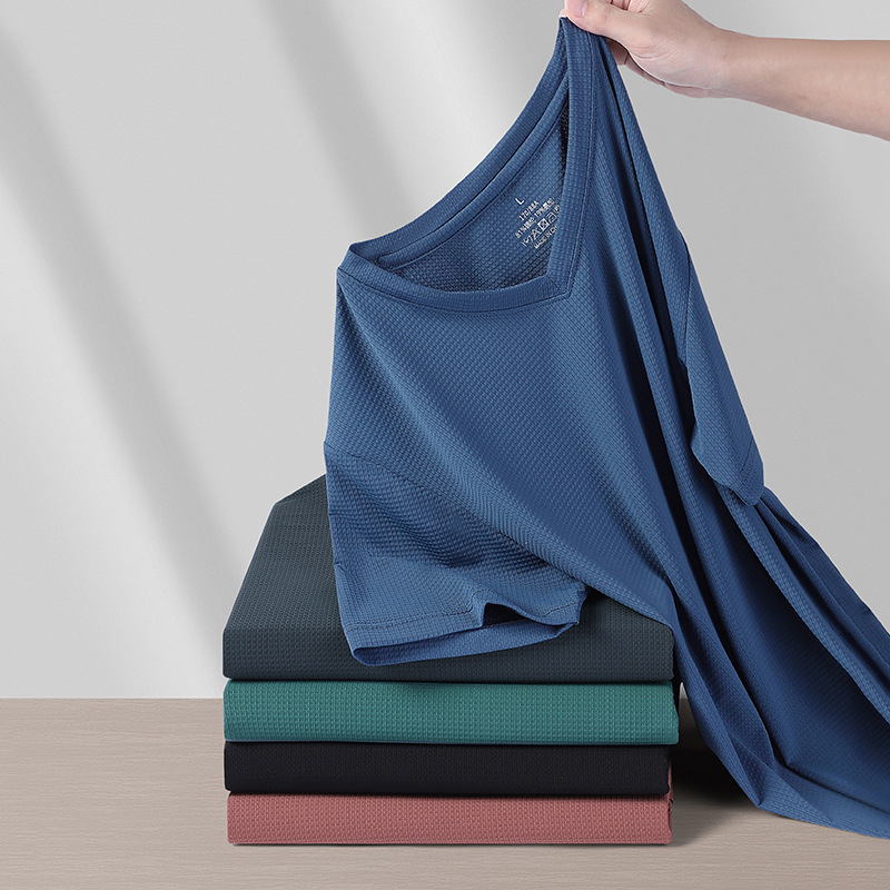 Femberney muška majica kratkih rukava s Ice Silk, plus veličina, 5XL–9XL, V-izrez, ljetni ležerni stil