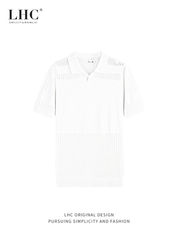 Pletena muška polo majica s izrezima