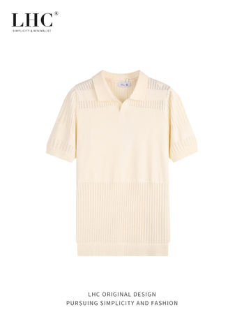 Pletena muška polo majica s izrezima