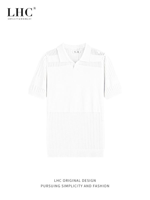 Pletena muška polo majica s izrezima