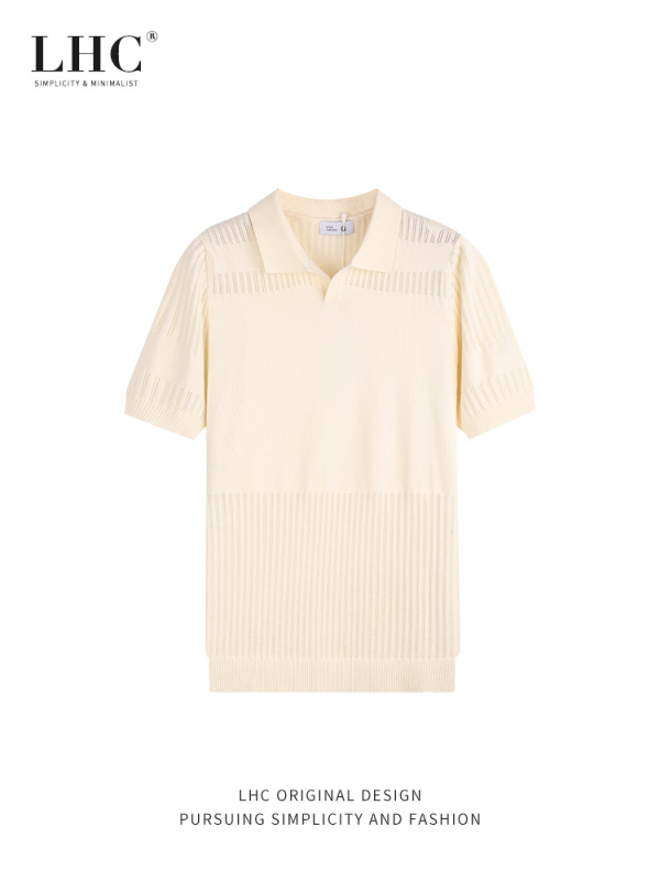 Pletena muška polo majica s izrezima