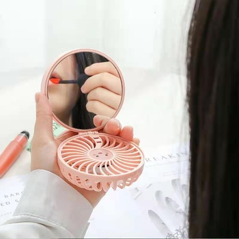 3-u-1 sklopivi USB ogledalo za šminku s ugrađenom baterijom i mini ventilatorom