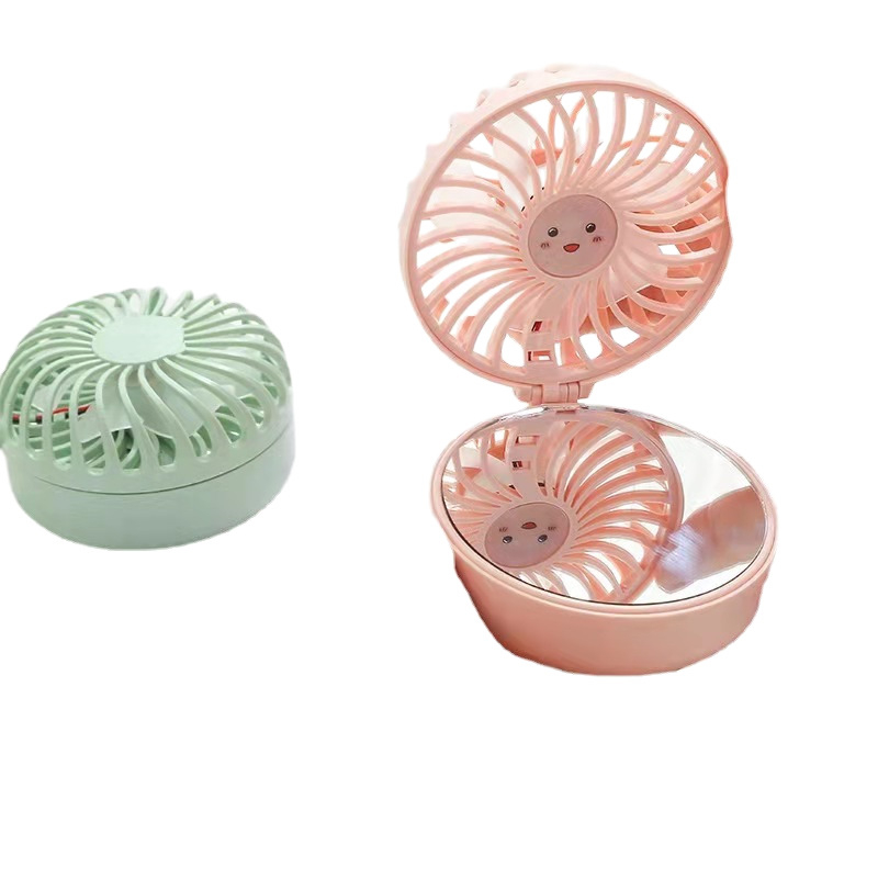 3-u-1 sklopivi USB ogledalo za šminku s ugrađenom baterijom i mini ventilatorom