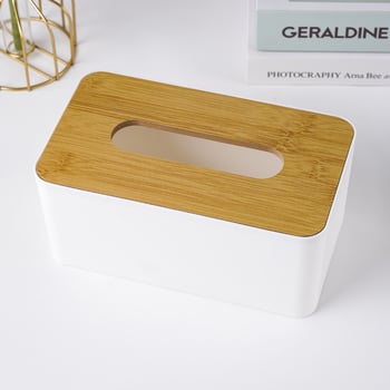 Plastična kutija za maramice s mogućnošću tiskanja logotipa, poklopac od bambusa, pogodna kao poklon za agencije za nekretnine, restorane i hotele