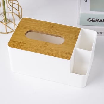Plastična kutija za maramice s mogućnošću tiskanja logotipa, poklopac od bambusa, pogodna kao poklon za agencije za nekretnine, restorane i hotele
