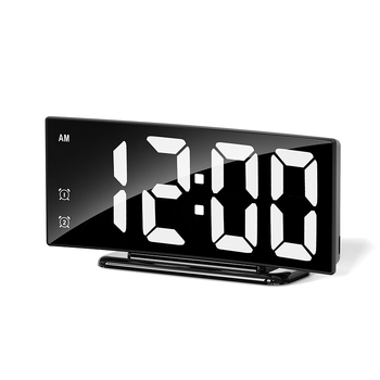 Ceas digital LED curbat cu ecran mare și oglindă, ceas de birou cu alarmă și termometru