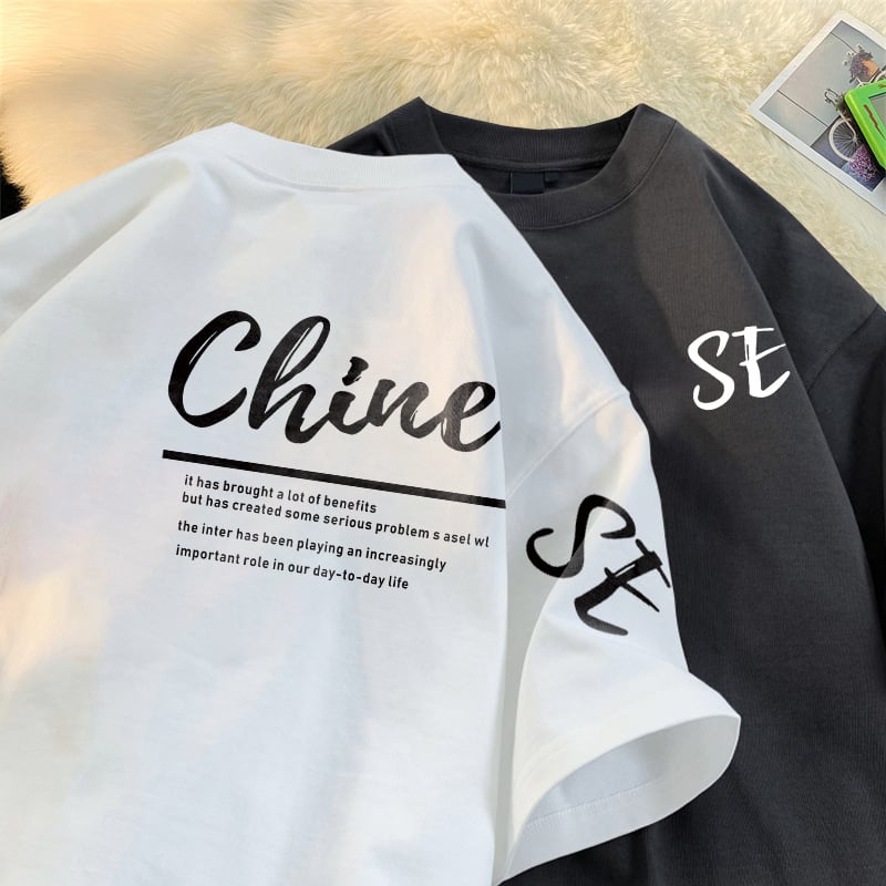 100% βαμβακερό ανδρικό κοντομάνικο T‑shirt, στρογγυλή λαιμόκοψη, χαλαρή γραμμή, στυλ Harajuku, εκτύπωση με γράμματα, Καλοκαίρι 2023