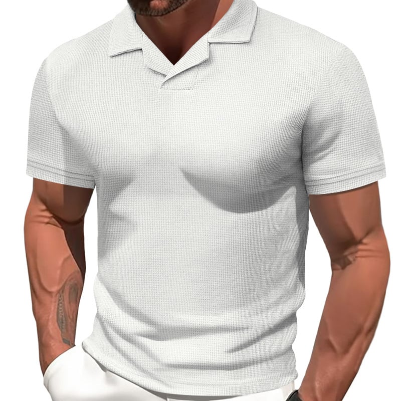 Ανδρικό κοντομάνικο T‑shirt, 2025 νέο για το καλοκαίρι, μονόχρωμο με στρογγυλή λαιμό, κομψό, άνετο, casual