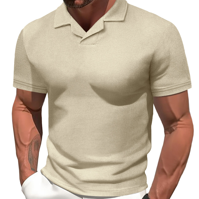 Ανδρικό κοντομάνικο T‑shirt, 2025 νέο για το καλοκαίρι, μονόχρωμο με στρογγυλή λαιμό, κομψό, άνετο, casual