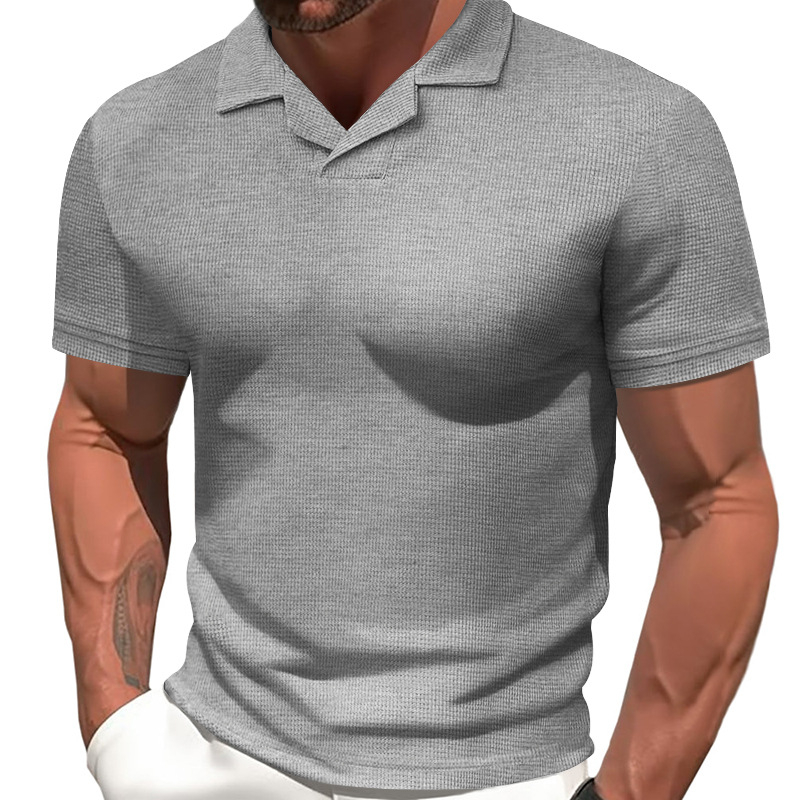 Ανδρικό κοντομάνικο T‑shirt, 2025 νέο για το καλοκαίρι, μονόχρωμο με στρογγυλή λαιμό, κομψό, άνετο, casual