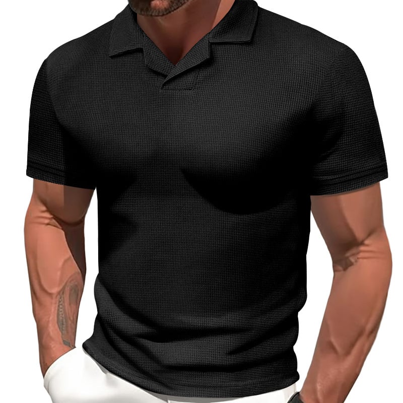 Ανδρικό κοντομάνικο T‑shirt, 2025 νέο για το καλοκαίρι, μονόχρωμο με στρογγυλή λαιμό, κομψό, άνετο, casual