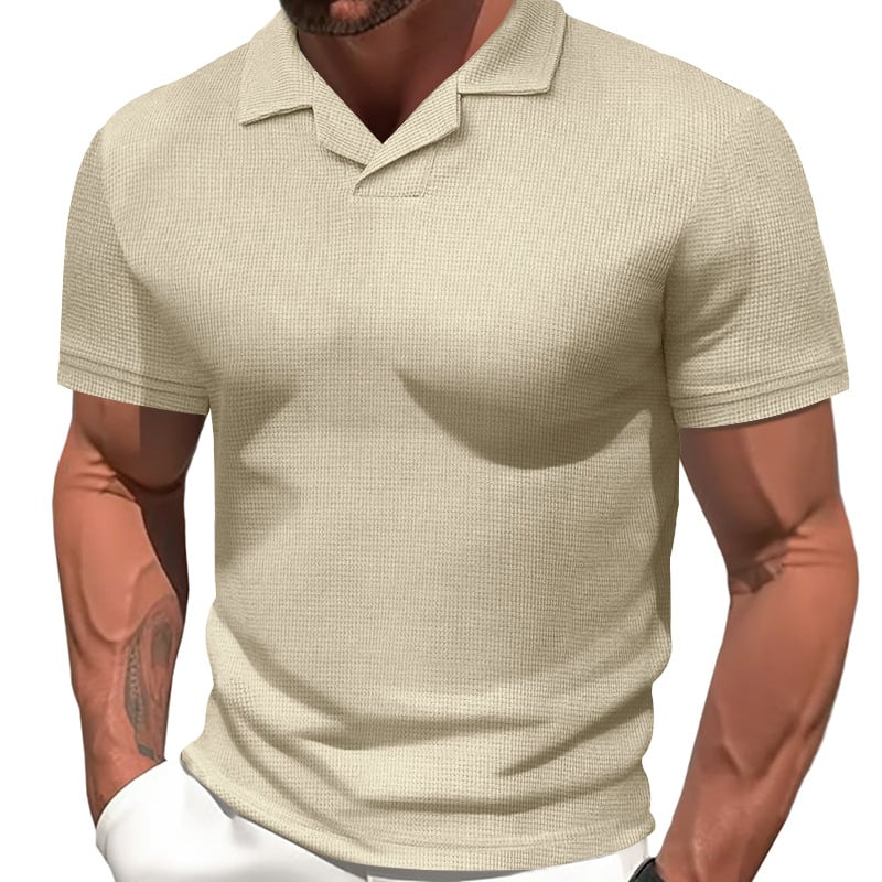 Ανδρικό κοντομάνικο T‑shirt, 2025 νέο για το καλοκαίρι, μονόχρωμο με στρογγυλή λαιμό, κομψό, άνετο, casual