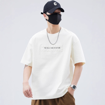Ανδρικό κοντομάνικο T‑shirt από βαμβάκι υγρής αμμωνίας, καλοκαίρι 2025, ελαφρύ, χαλαρή εφαρμογή, μονόχρωμο, σε μεγάλες διαστάσεις