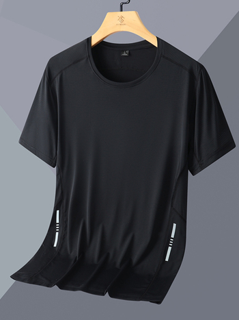 Tricou sport bărbătesc cu mânecă scurtă, din nailon, uscare rapidă, respirabil, pentru alergare și fitness, cu imprimare logo