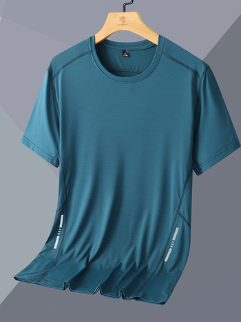Tricou sport bărbătesc cu mânecă scurtă, din nailon, uscare rapidă, respirabil, pentru alergare și fitness, cu imprimare logo