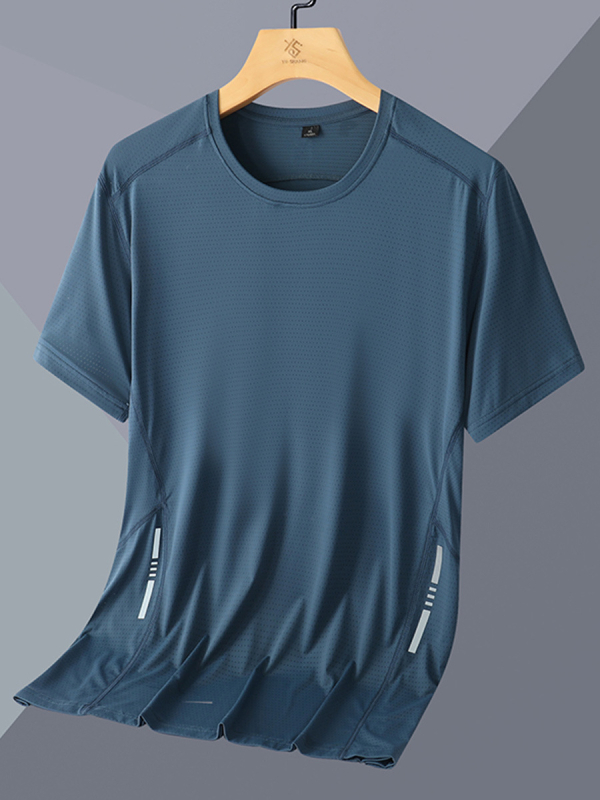 Tricou sport bărbătesc cu mânecă scurtă, din nailon, uscare rapidă, respirabil, pentru alergare și fitness, cu imprimare logo
