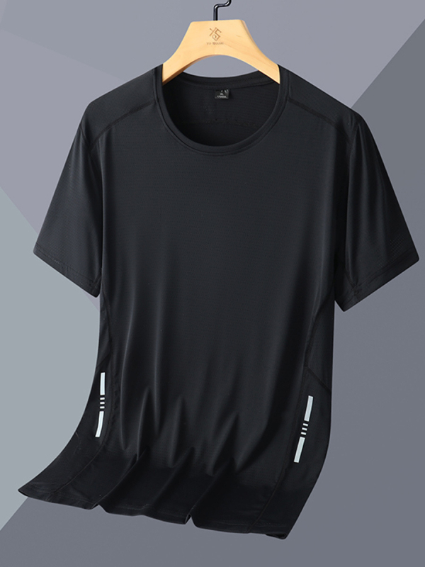 Tricou sport bărbătesc cu mânecă scurtă, din nailon, uscare rapidă, respirabil, pentru alergare și fitness, cu imprimare logo