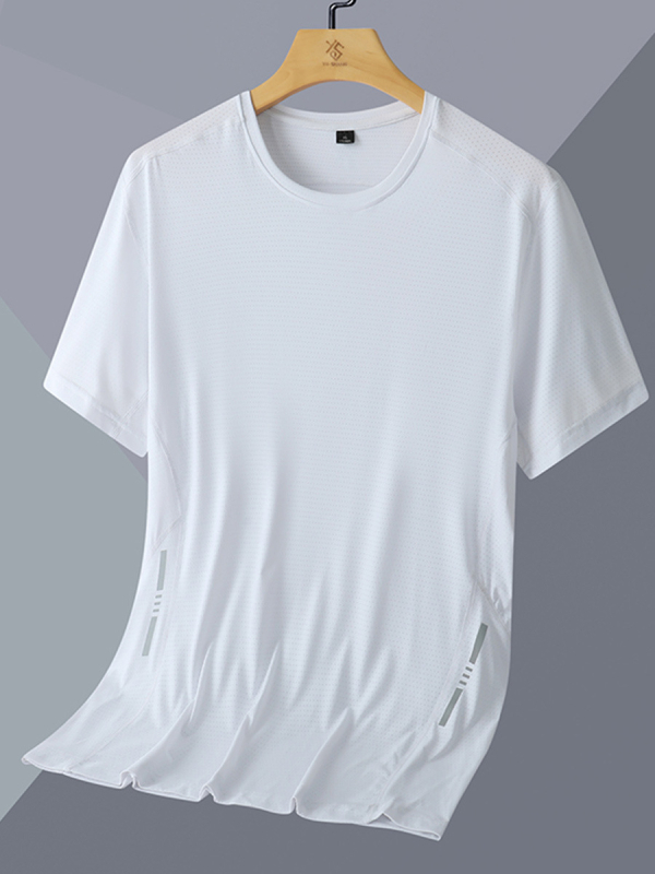 Tricou sport bărbătesc cu mânecă scurtă, din nailon, uscare rapidă, respirabil, pentru alergare și fitness, cu imprimare logo