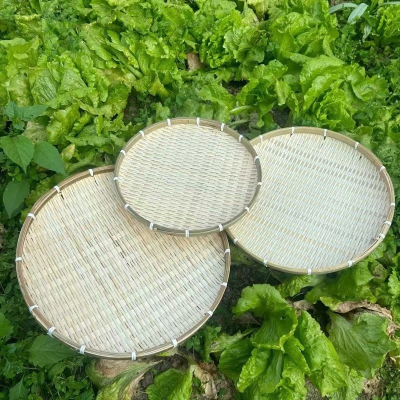 Kružna košara za pohranu od bambusa, višeslojna, plitkog ravnog dizajna, za voće, povrće, kruh i grickalice