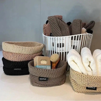 Košara za stolno odlaganje od pamukovog užeta, ručno pletena Ice Silk vlaknom, Instagram-stil, za noćni ormarić i kupaonicu