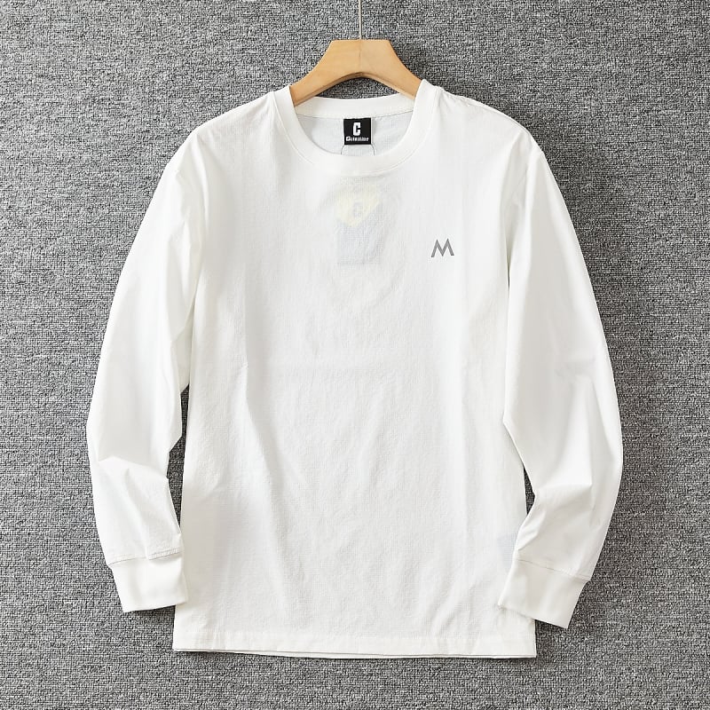 Ανδρική ελαφριά, διαπνέουσα μακρυμάνικη T‑shirt με στρογγυλό λαιμό, κατάλληλη για άνοιξη και φθινόπωρο, casual εξωτερικό ντύσιμο