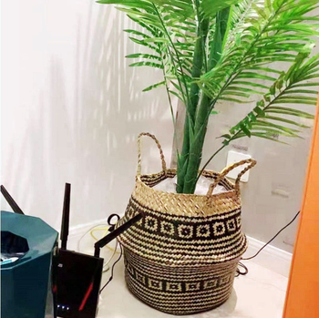 015S Nordijski ručno pleteni koš za biljke od morske trave za dnevni boravak, sklopivi