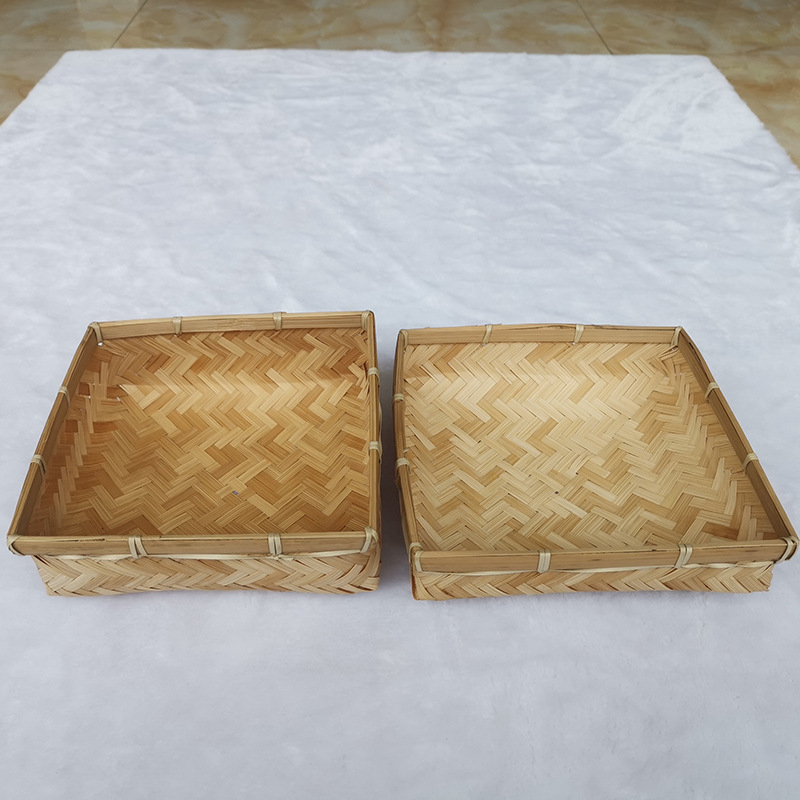 Koš za pohranu od bambusa i ratana, pastoralno-etnički stil, pleteni od bambusa, za Mooncakes i Pu'er čaj