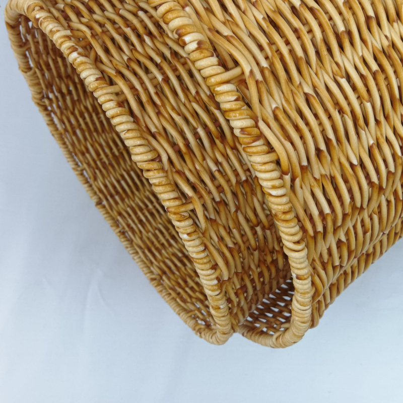 Plastični koš za pohranu od umjetnog ratana, ručno pleteni – moderan minimalistički retro seoski stil
