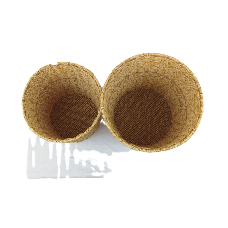 Plastični koš za pohranu od umjetnog ratana, ručno pleteni – moderan minimalistički retro seoski stil