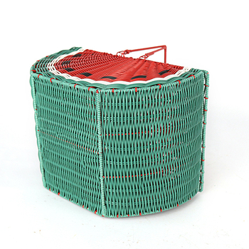 Prijenosni koš za voće s imitacijom ratana i melonskim motom, 40.5×30×24 cm, limunasto žuta