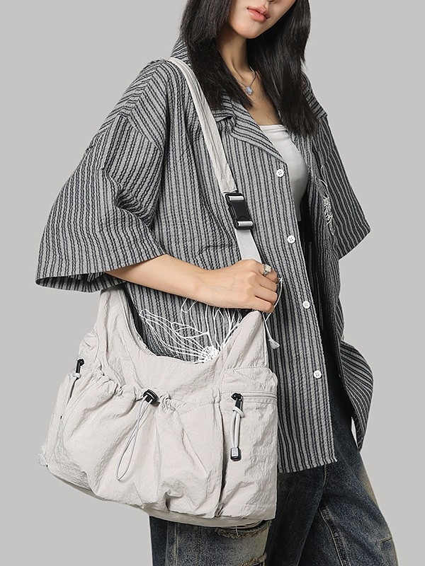Nylon tote torba velike kapacitete, korejskog stila, zatvarač, može se nositi na ramenu ili crossbody