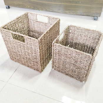 Nordijski sklopivi pleteni koš za pranje rublje za kućno skladištenje, imitacija ratana; veličine: veliki 30×30×30 cm, mali 26×26×27 cm.