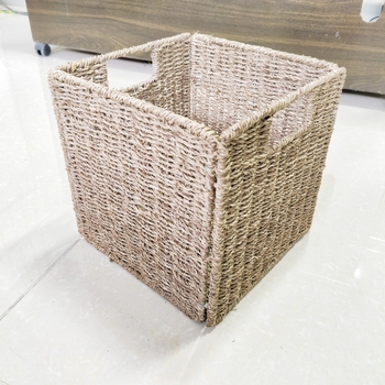 Nordijski sklopivi pleteni koš za pranje rublje za kućno skladištenje, imitacija ratana; veličine: veliki 30×30×30 cm, mali 26×26×27 cm.