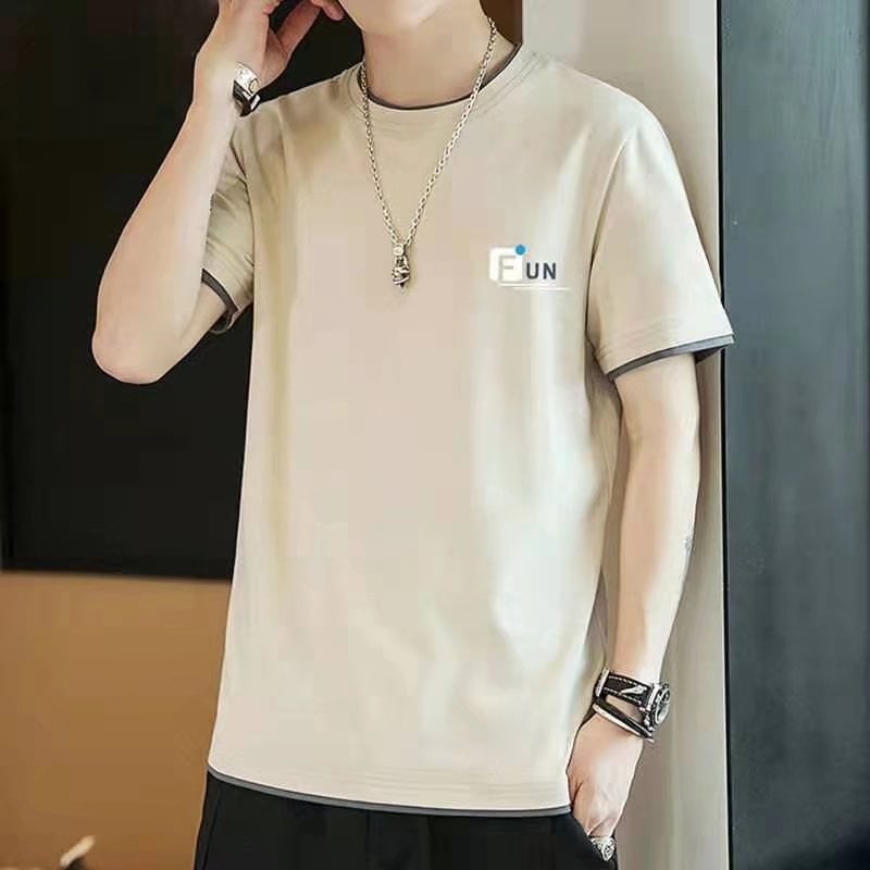 Αντρικό κοντομάνικο T‑shirt για το καλοκαίρι 2024, λεπτό και δροσερό, εκτύπωση γραμάτων, στενή γραμμή