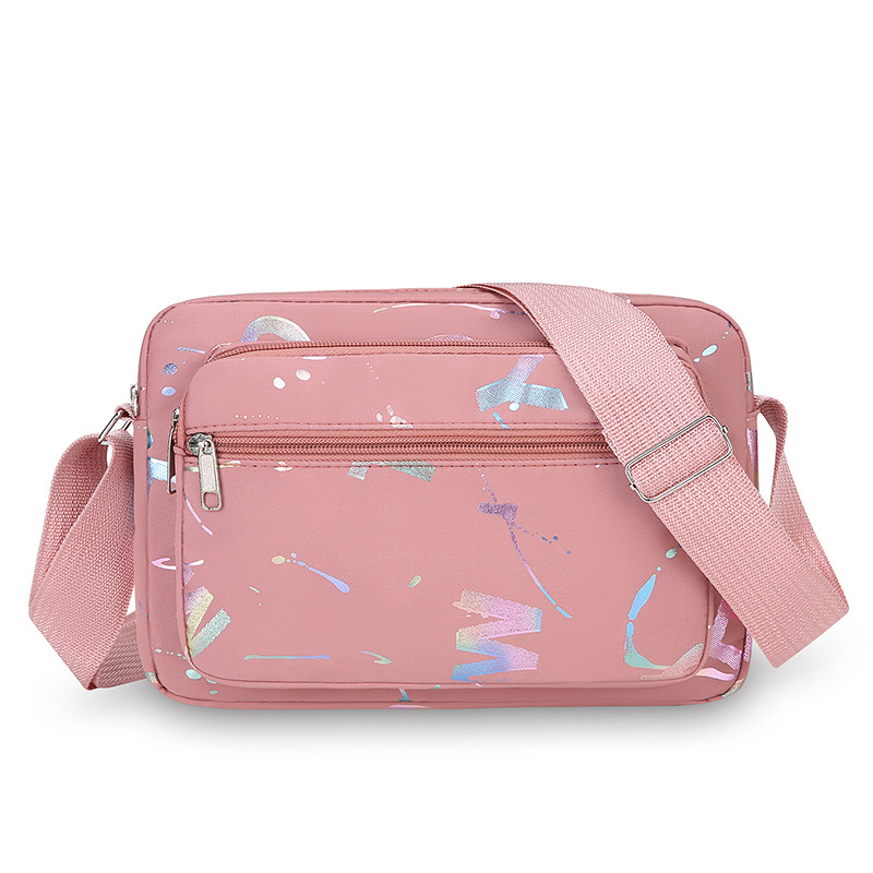 Γυναικεία crossbody τσάντα με εκτύπωση, Oxford ύφασμα, μεσαίου μεγέθους, φερμουάρ, θήκη ID, καθημερινή χρήση