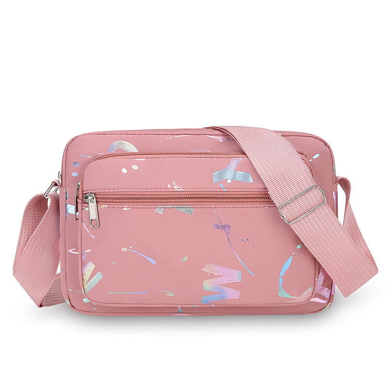 Γυναικεία crossbody τσάντα με εκτύπωση, Oxford ύφασμα, μεσαίου μεγέθους, φερμουάρ, θήκη ID, καθημερινή χρήση