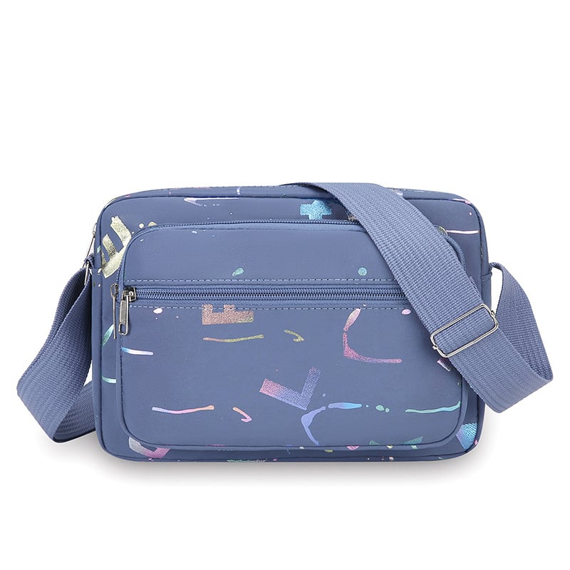 Γυναικεία crossbody τσάντα με εκτύπωση, Oxford ύφασμα, μεσαίου μεγέθους, φερμουάρ, θήκη ID, καθημερινή χρήση