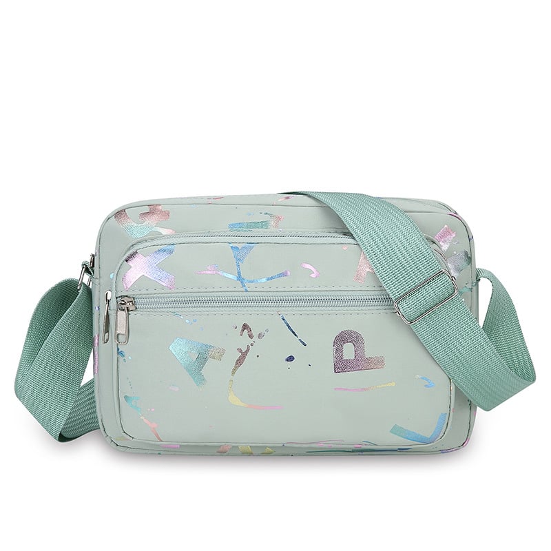 Γυναικεία crossbody τσάντα με εκτύπωση, Oxford ύφασμα, μεσαίου μεγέθους, φερμουάρ, θήκη ID, καθημερινή χρήση