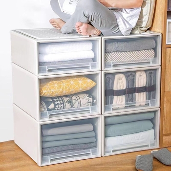 Prozirna kutija za spremanje odjeće s ladicama, velika plastična organizator garderobe