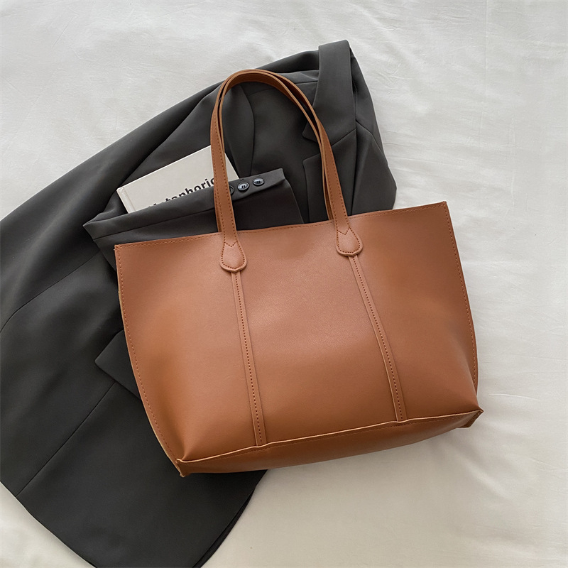 Ženska tote torba velikog kapaciteta, 2024 nova moda retro gradska svakodnevna torba, PU materijal, bucket oblik, zatvarač, srednja veličina, dvostruke naramenice