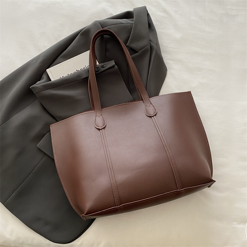 Ženska tote torba velikog kapaciteta, 2024 nova moda retro gradska svakodnevna torba, PU materijal, bucket oblik, zatvarač, srednja veličina, dvostruke naramenice