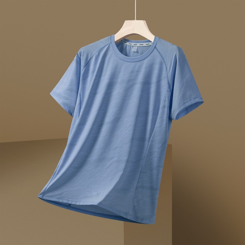 Tricou bărbați cu mânecă scurtă, uscare rapidă, material ice-silk pentru vară, respirabil, croială lejeră, versiune pentru cupluri