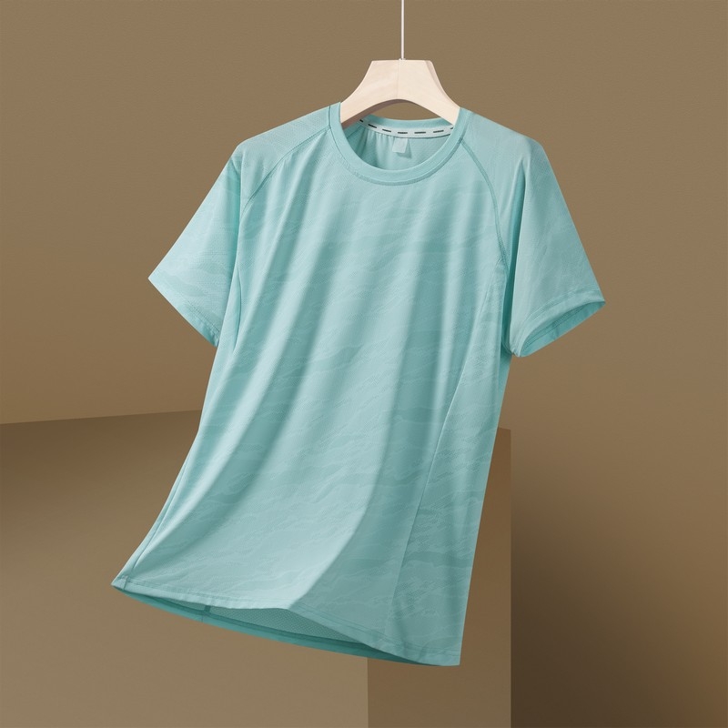 Tricou bărbați cu mânecă scurtă, uscare rapidă, material ice-silk pentru vară, respirabil, croială lejeră, versiune pentru cupluri
