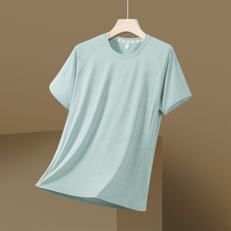 Tricou bărbați cu mânecă scurtă, uscare rapidă, material ice-silk pentru vară, respirabil, croială lejeră, versiune pentru cupluri