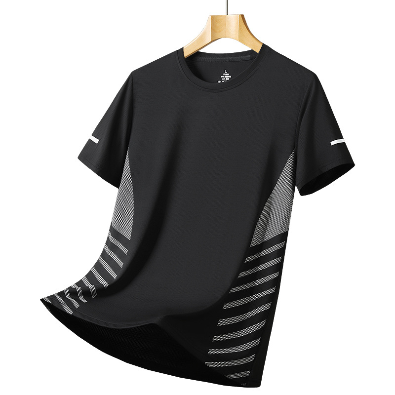 Muška kratkih rukava od ice silk materijala, lagano ljeto, brzo suši, slobodan kroj, svestrano trening majica